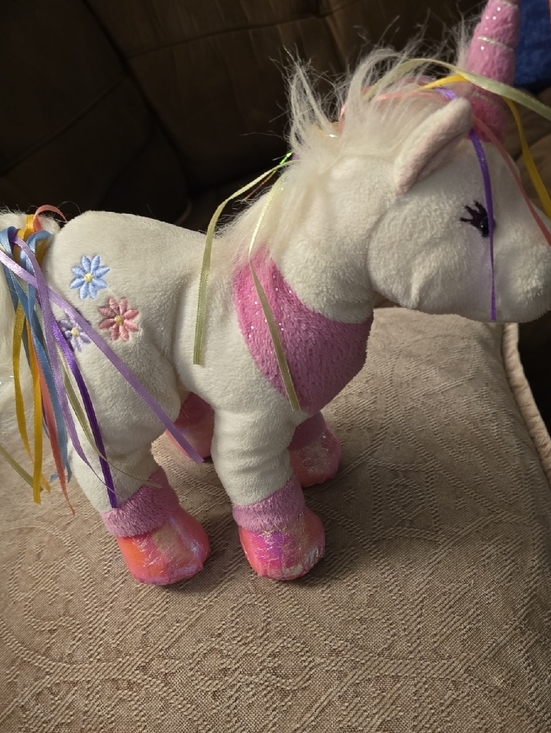 webkinz Other - Plush White and Pink Unicorn Toy with Colorful Ribbon Mane Webkinz